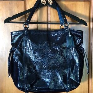 Coach Navy Blue Patent Leather Carryall